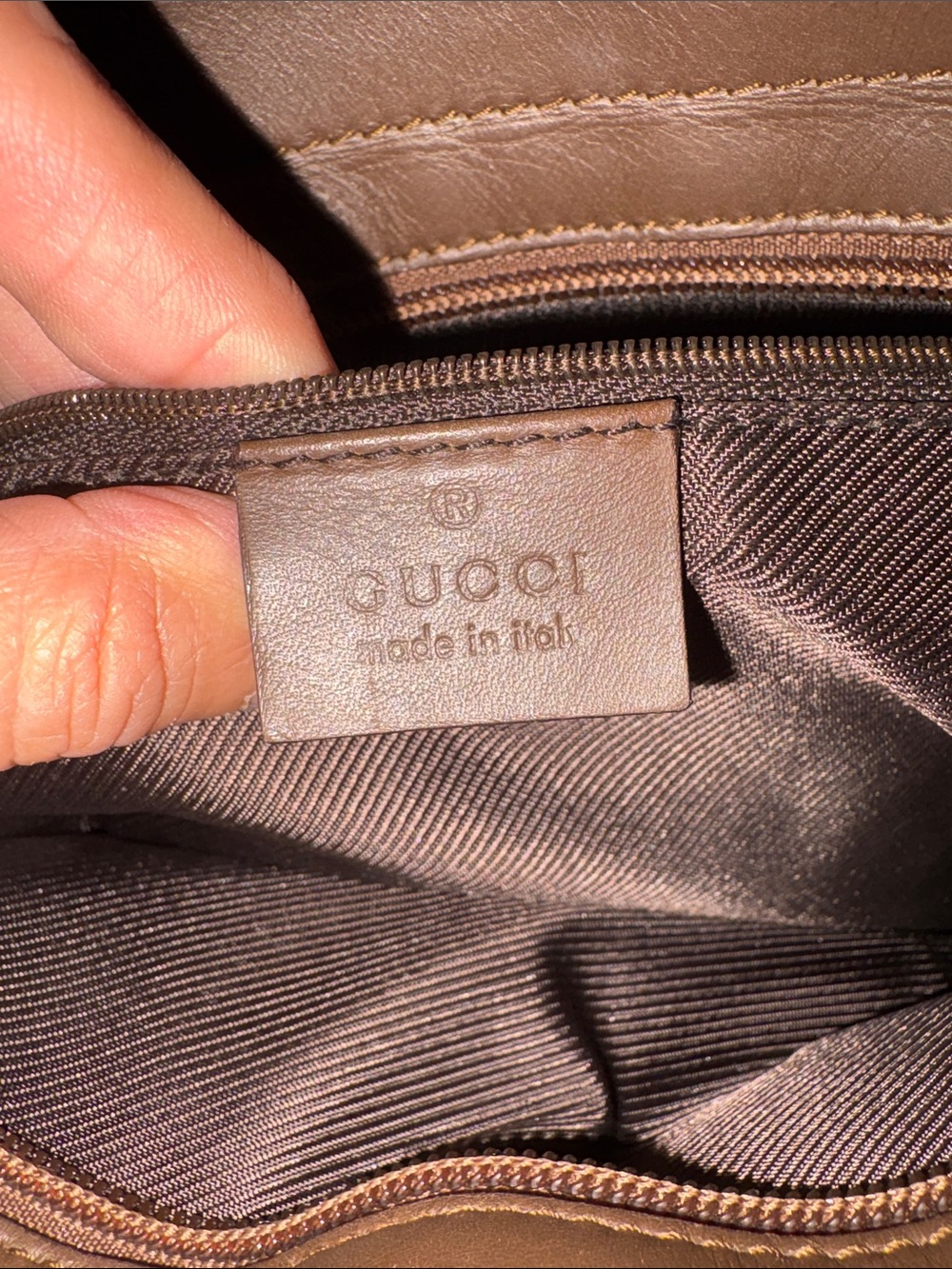 Gucci Beige GG Canvas Tote with Brown Leather Trim - Picture 9 of 12
